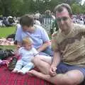 Phil and his new-ish baby in Christchurch Park, Ipswich Music Day and the BSCC in Cotton, Suffolk - 6th July 2003