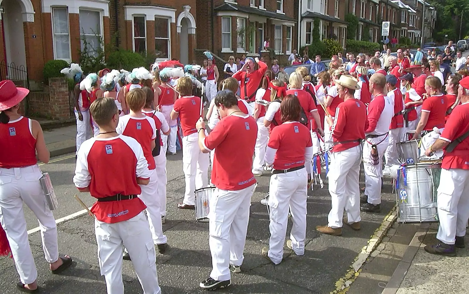 Some kind of dance and drum group does its thing, from Ipswich Music Day and the BSCC in Cotton, Suffolk - 6th July 2003