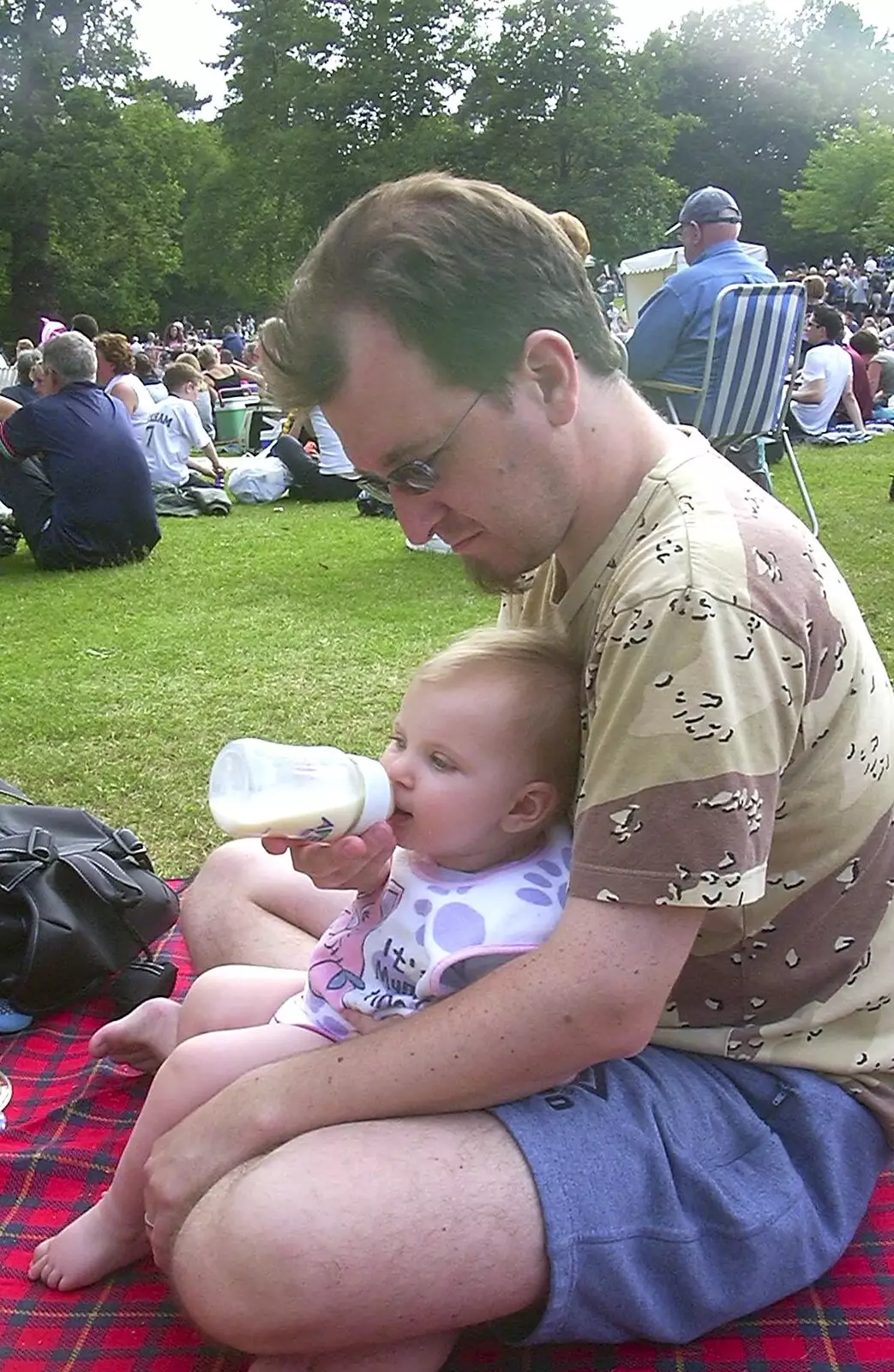 Phil-sprog has some milk, from Ipswich Music Day and the BSCC in Cotton, Suffolk - 6th July 2003