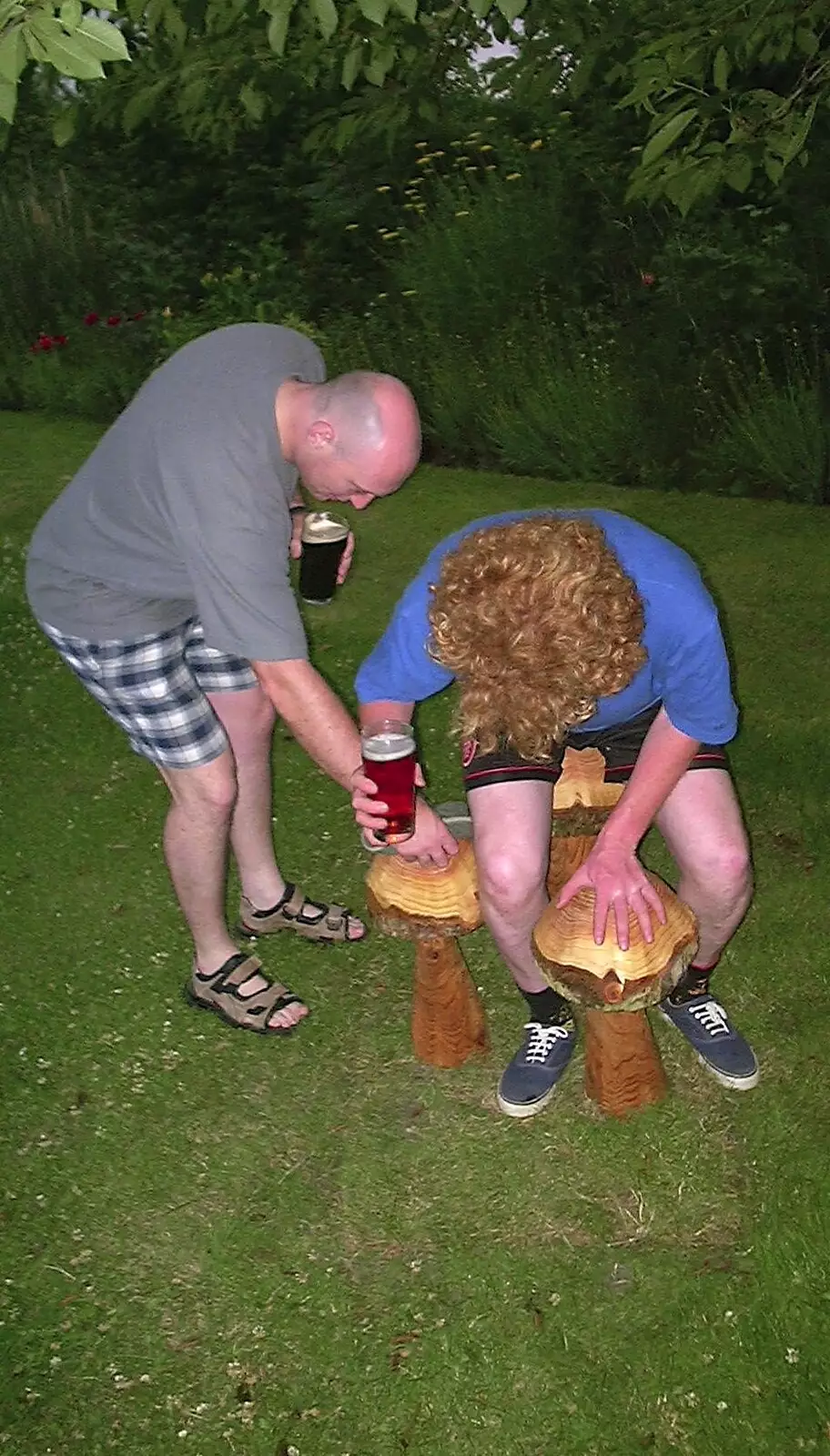 Wavy finds a mushroom to sit on, from Ipswich Music Day and the BSCC in Cotton, Suffolk - 6th July 2003