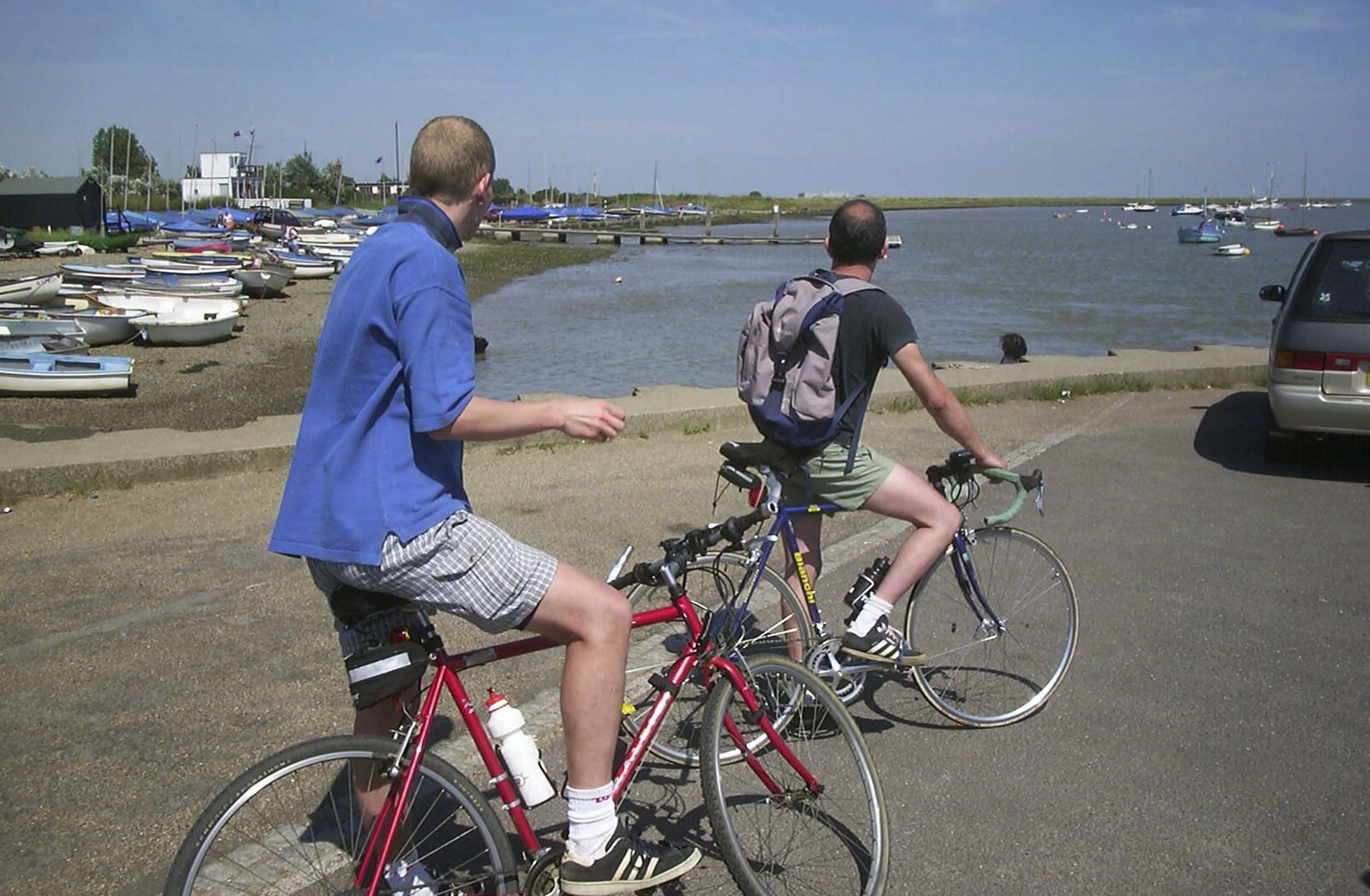The BSCC Annual Bike Ride, Orford, Suffolk - 12th July 2003: Bill and DH look out over the river at Orford Quay