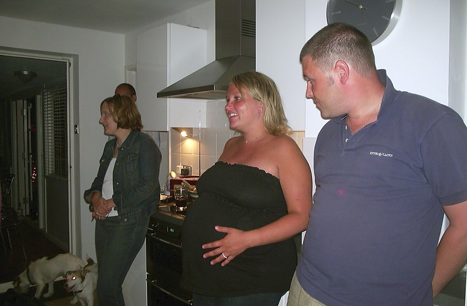 A pregnant Michelle hangs around in the kitchen from Julian and Hannah's Party with DJ Joey M, Elsworth, Cambridgeshire - 19th July 2003