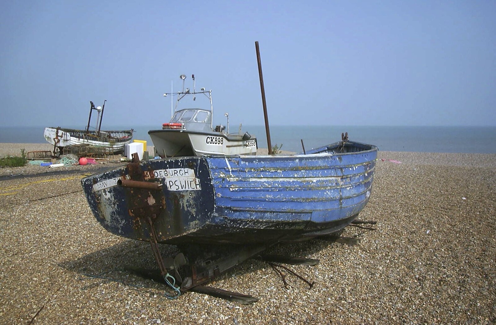 A gently-decaying fishing boat on Aldeburgh beach from Mother and Mike Visit Aldeburgh, Suffolk - 8th August 2003