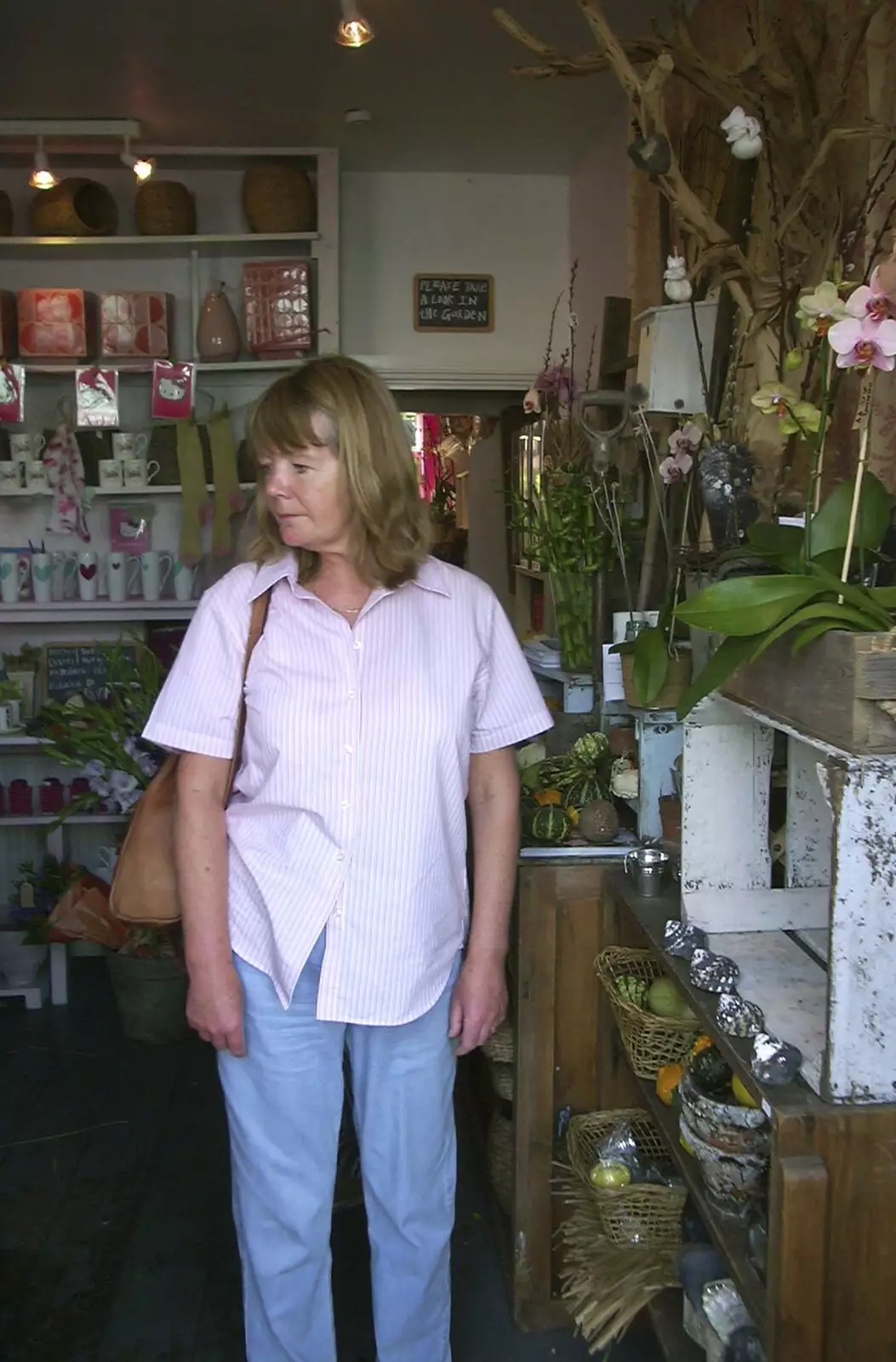 Mother in an Aldeburgh flower shop, from Mother and Mike Visit Aldeburgh, Suffolk - 8th August 2003