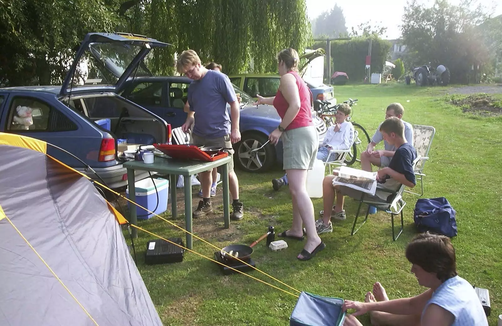 The camp is set up, from A BSCC Camping Trip to the Fox Inn, Shadingfield, Suffolk - 9th August 2003