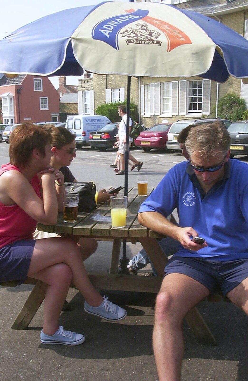 Nigel checks his phone from A BSCC Camping Trip to the Fox Inn, Shadingfield, Suffolk - 9th August 2003
