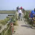 The bike massive on the footbridge to Walberswick, A BSCC Camping Trip to the Fox Inn, Shadingfield, Suffolk - 9th August 2003