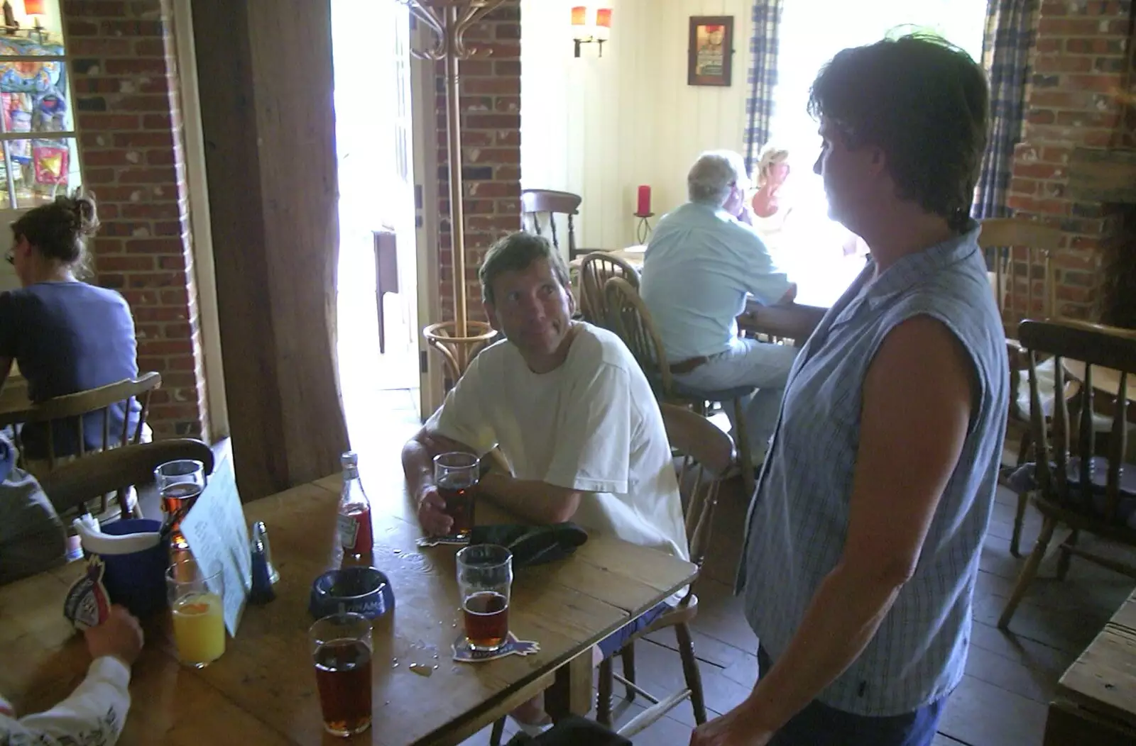 Apple and Pippa in the Walberswick Bell, from A BSCC Camping Trip to the Fox Inn, Shadingfield, Suffolk - 9th August 2003