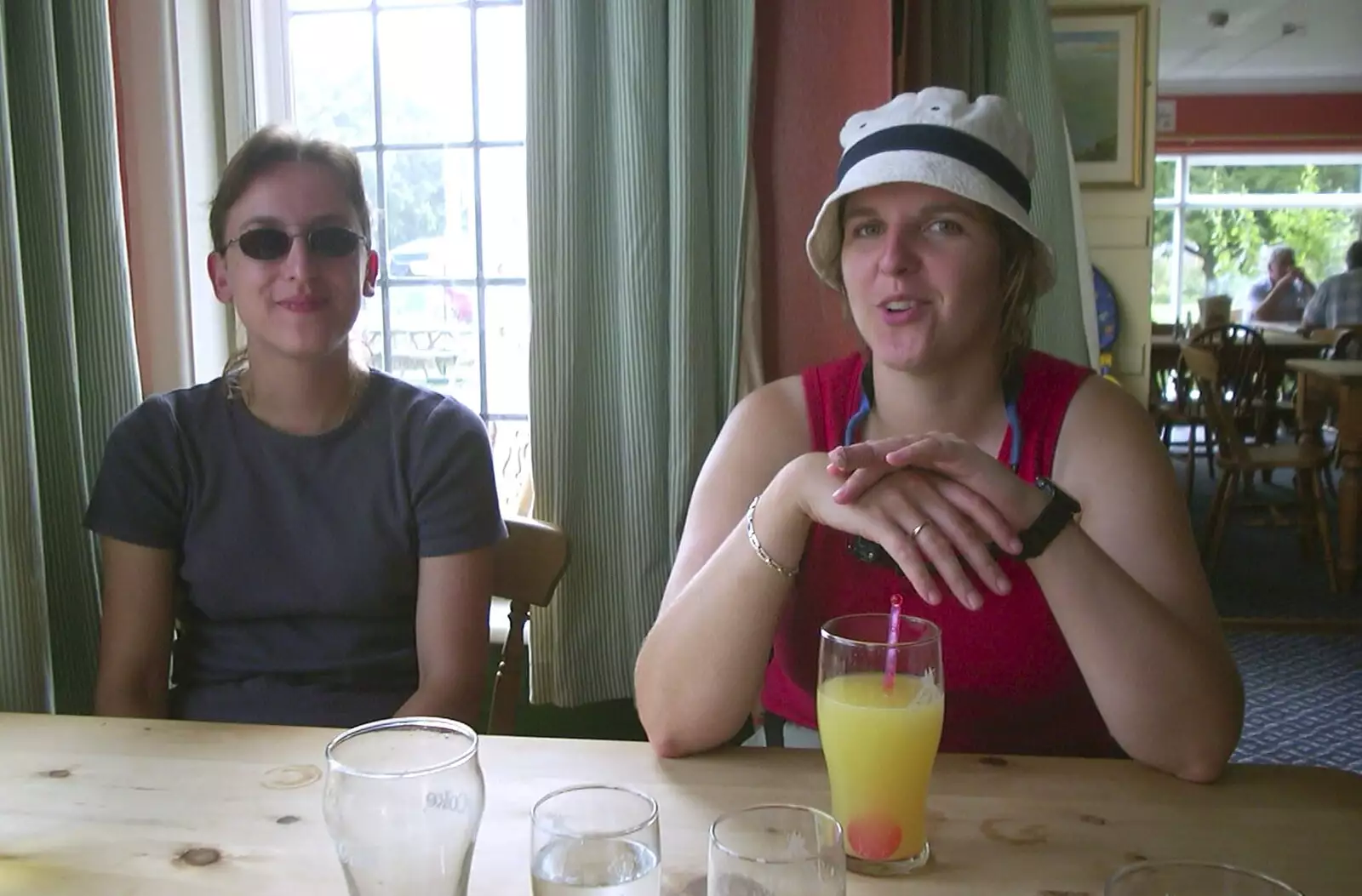 Suey and Sarah in the Anchor in Walberswick, from A BSCC Camping Trip to the Fox Inn, Shadingfield, Suffolk - 9th August 2003