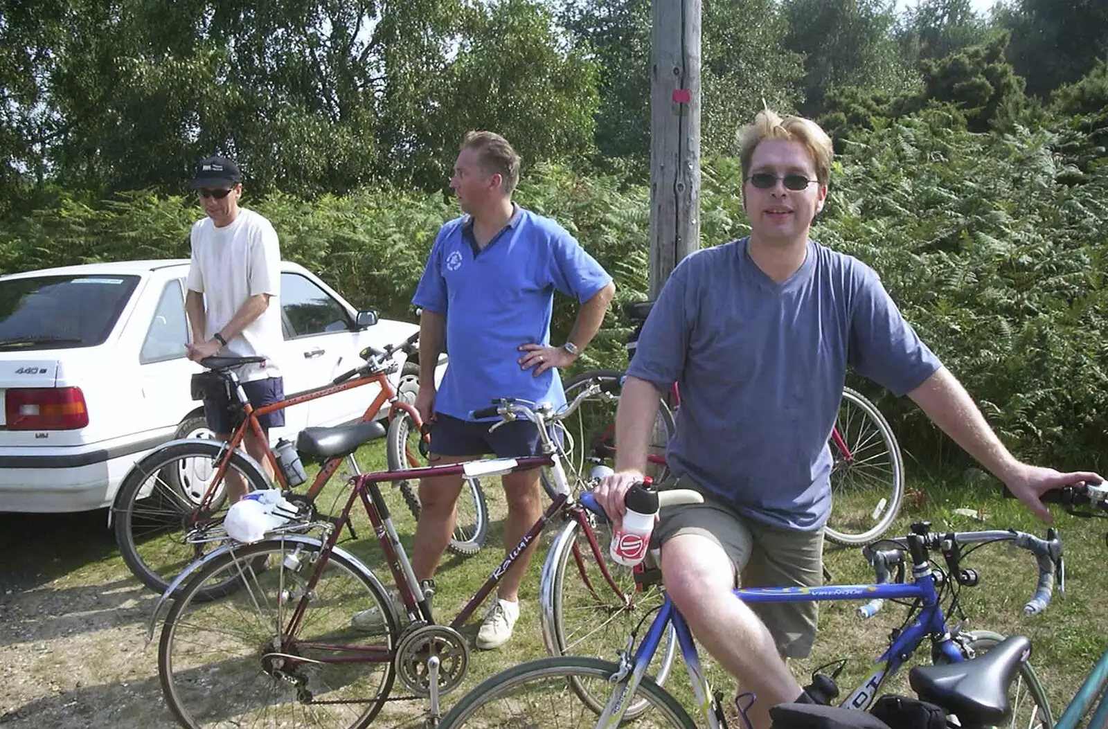 Apple, Nigel and Marc near the Dunwich Road, from A BSCC Camping Trip to the Fox Inn, Shadingfield, Suffolk - 9th August 2003