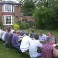 Trigenix, all on a very long table, V Festival 2003, Hyland's Park, Chelmsford, Essex - 16th August 2003