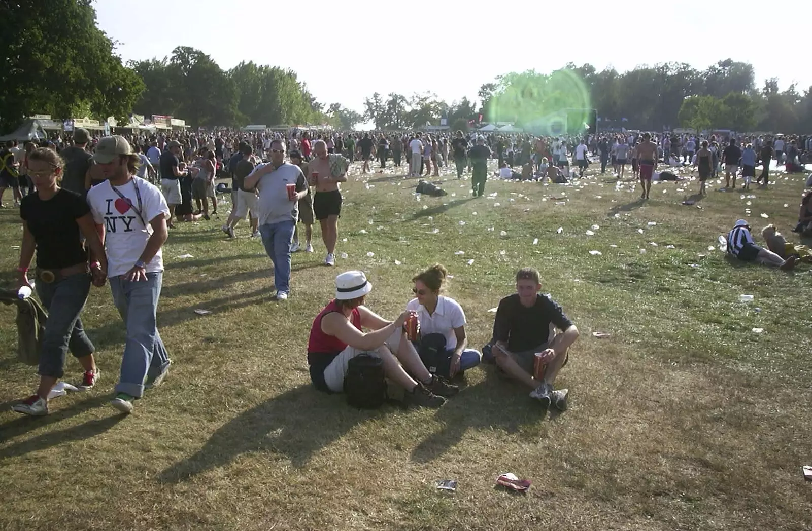 The gang have a bit of space for a while, from V Festival 2003, Hyland's Park, Chelmsford, Essex - 16th August 2003