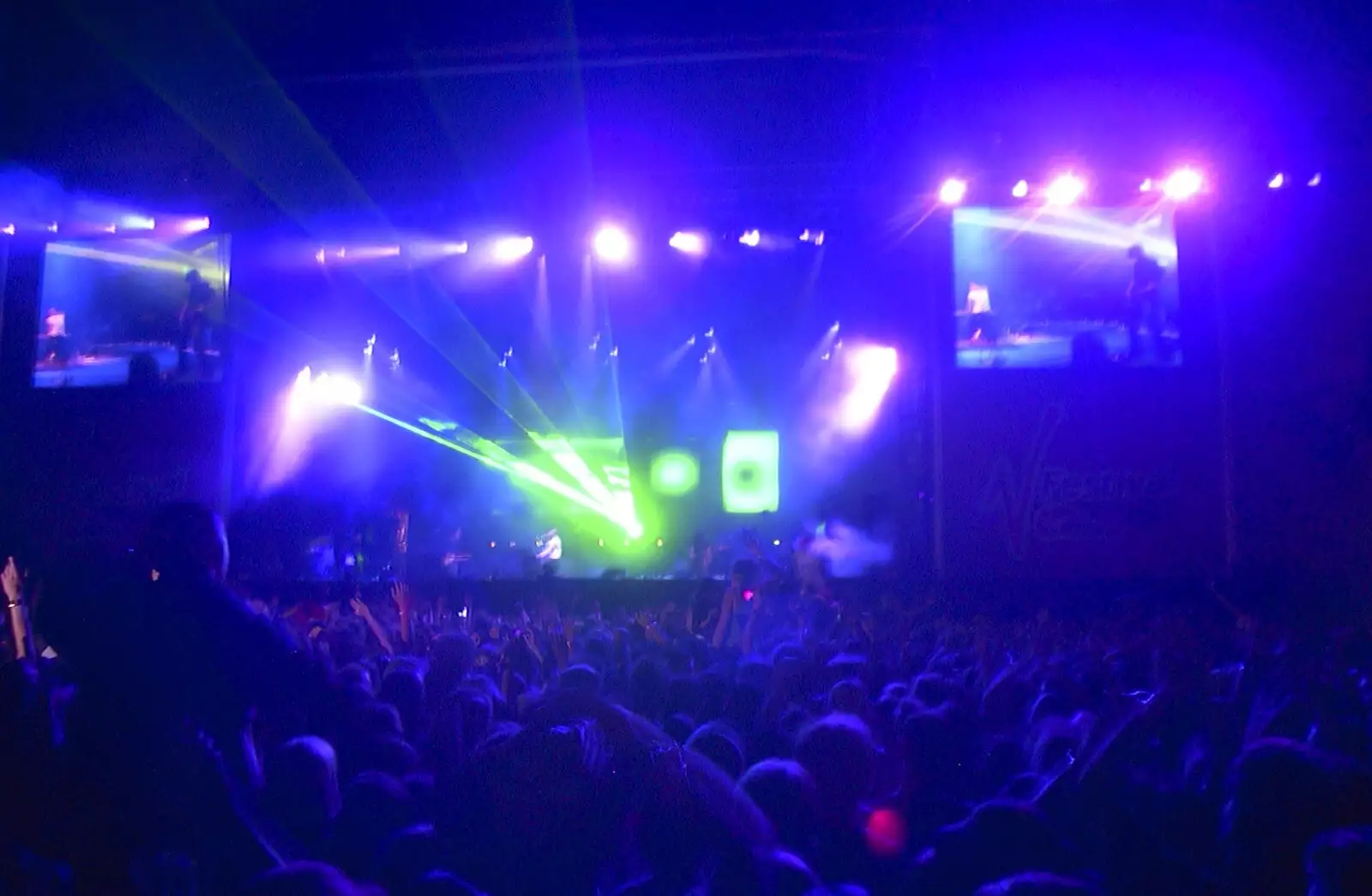 Coldplay are the final act, with lasers, from V Festival 2003, Hyland's Park, Chelmsford, Essex - 16th August 2003