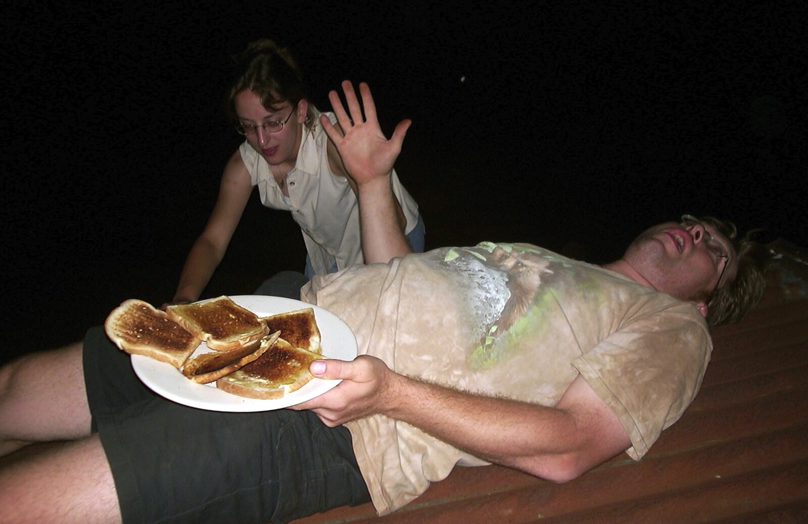 Marc flakes out with a plate of toast from Weird Dudes on Shed and a Lost Weekend, Brome - 23rd August 2003
