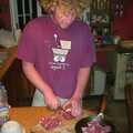 Wavy's still chopping meat up, Wavy's Monday Czech Fry-Up, Thrandeston, Suffolk - 25th August 2003