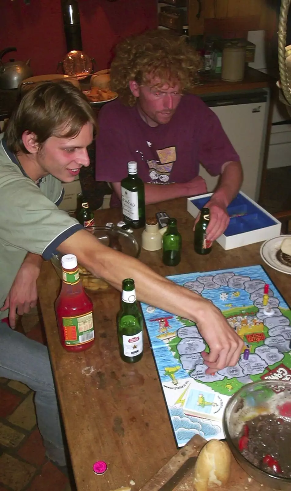 Some sort of drinking game occurs, from Wavy's Monday Czech Fry-Up, Thrandeston, Suffolk - 25th August 2003