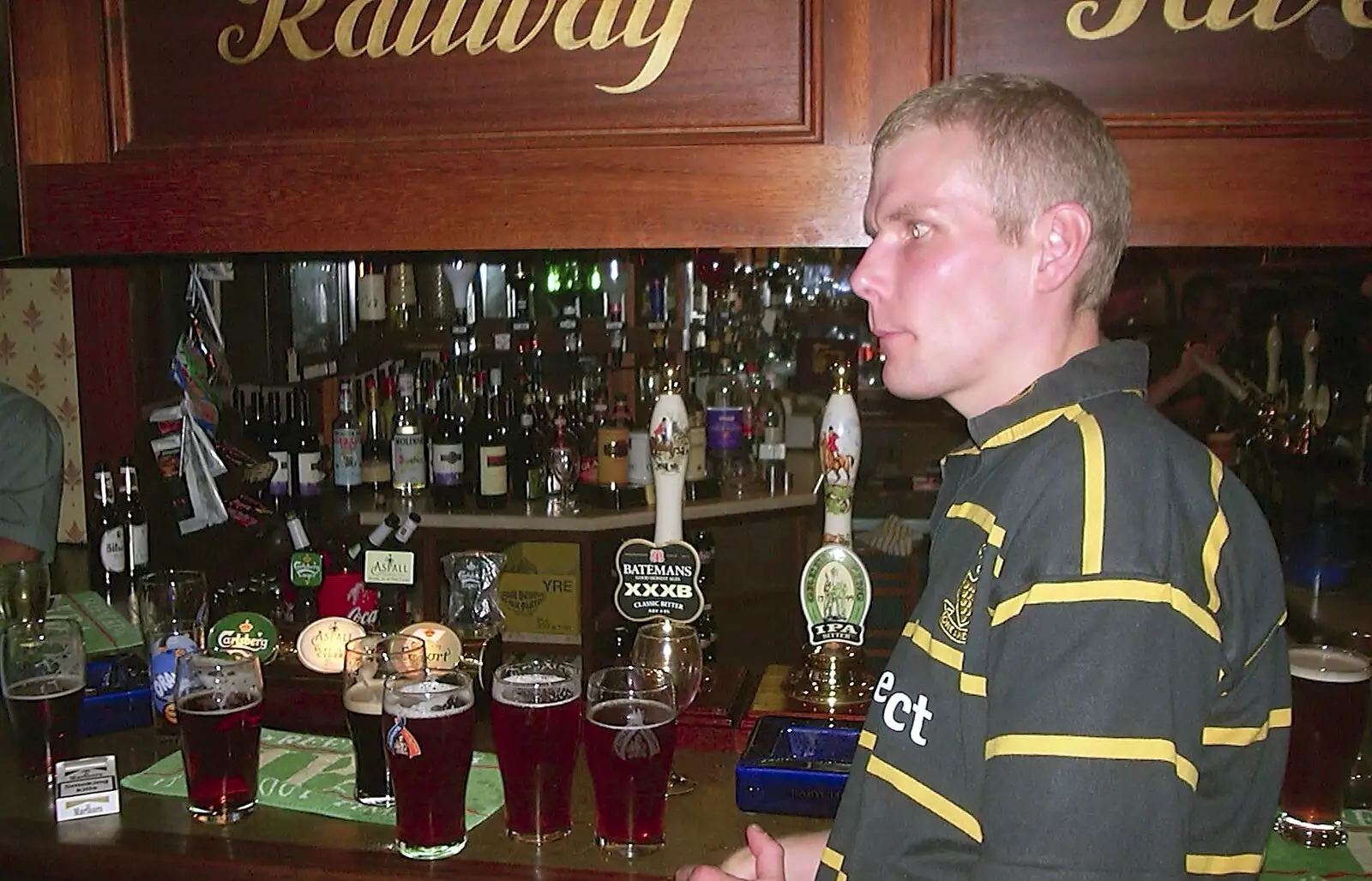 Bill at the bar of the Mellis Railway Tavern, from A Mellis Party and the BSCC at Wortham, Suffolk - 5th September 2003