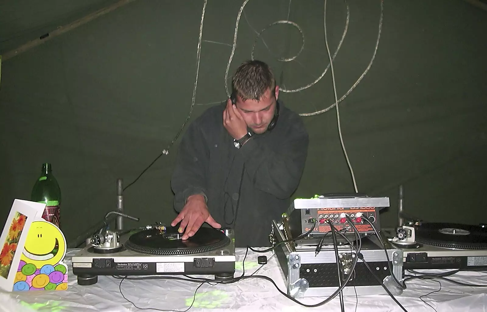 A DJ does his thing, from A Mellis Party and the BSCC at Wortham, Suffolk - 5th September 2003