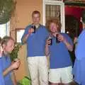 Wavy holds a couple of pints up, A Mellis Party and the BSCC at Wortham, Suffolk - 5th September 2003