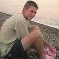 Phil dries his feet, Fish and Chips on the Beach, Aldeburgh, Suffolk - 12th September 2003