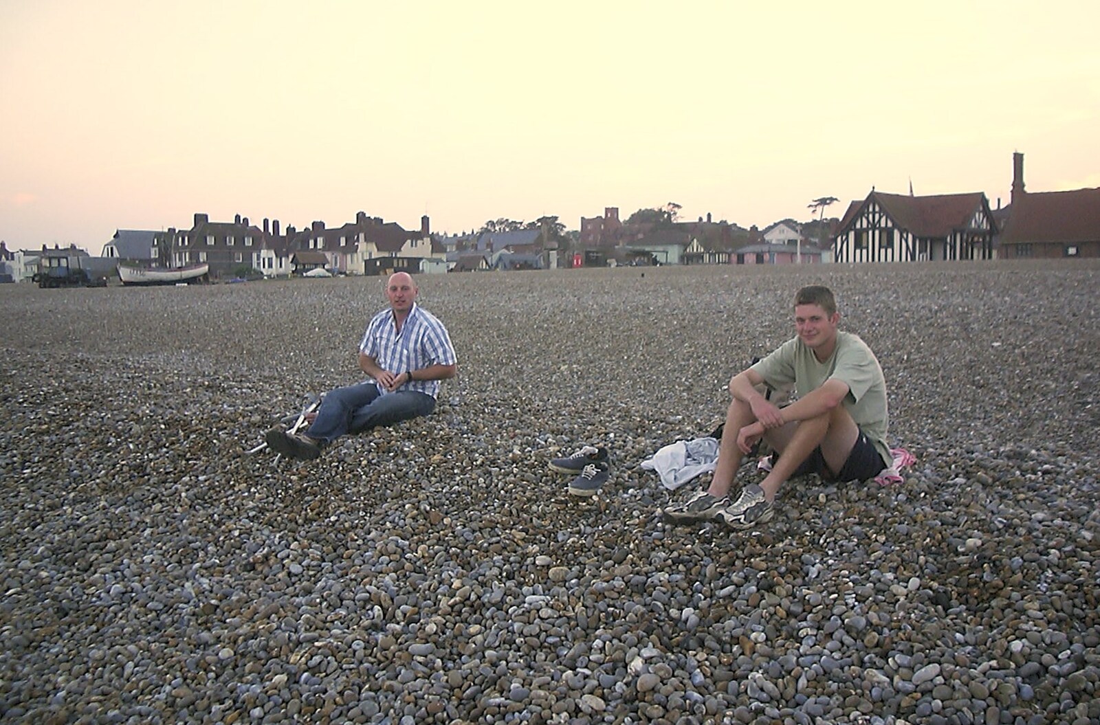 Gov and The Boy Phil on the beach from Fish and Chips on the Beach, Aldeburgh, Suffolk - 12th September 2003
