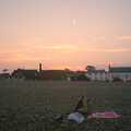 The sun sets over Nosher's rucksac, Fish and Chips on the Beach, Aldeburgh, Suffolk - 12th September 2003