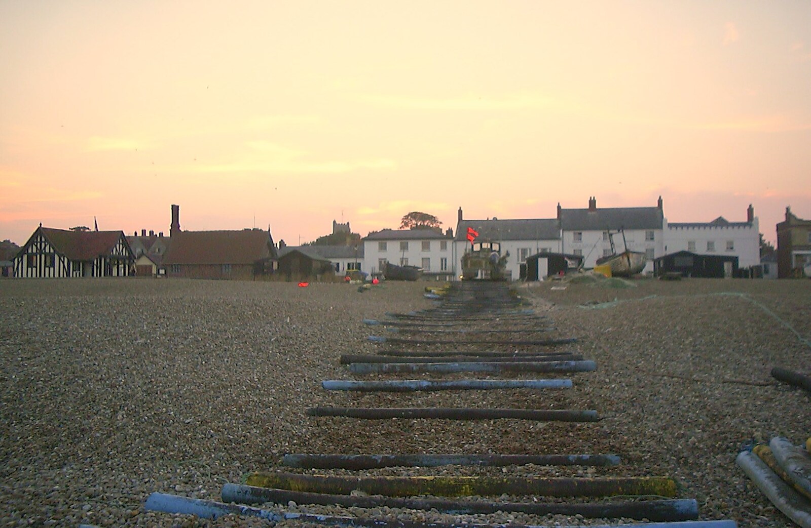 A rudimentary timber slipway down to the sea from Fish and Chips on the Beach, Aldeburgh, Suffolk - 12th September 2003