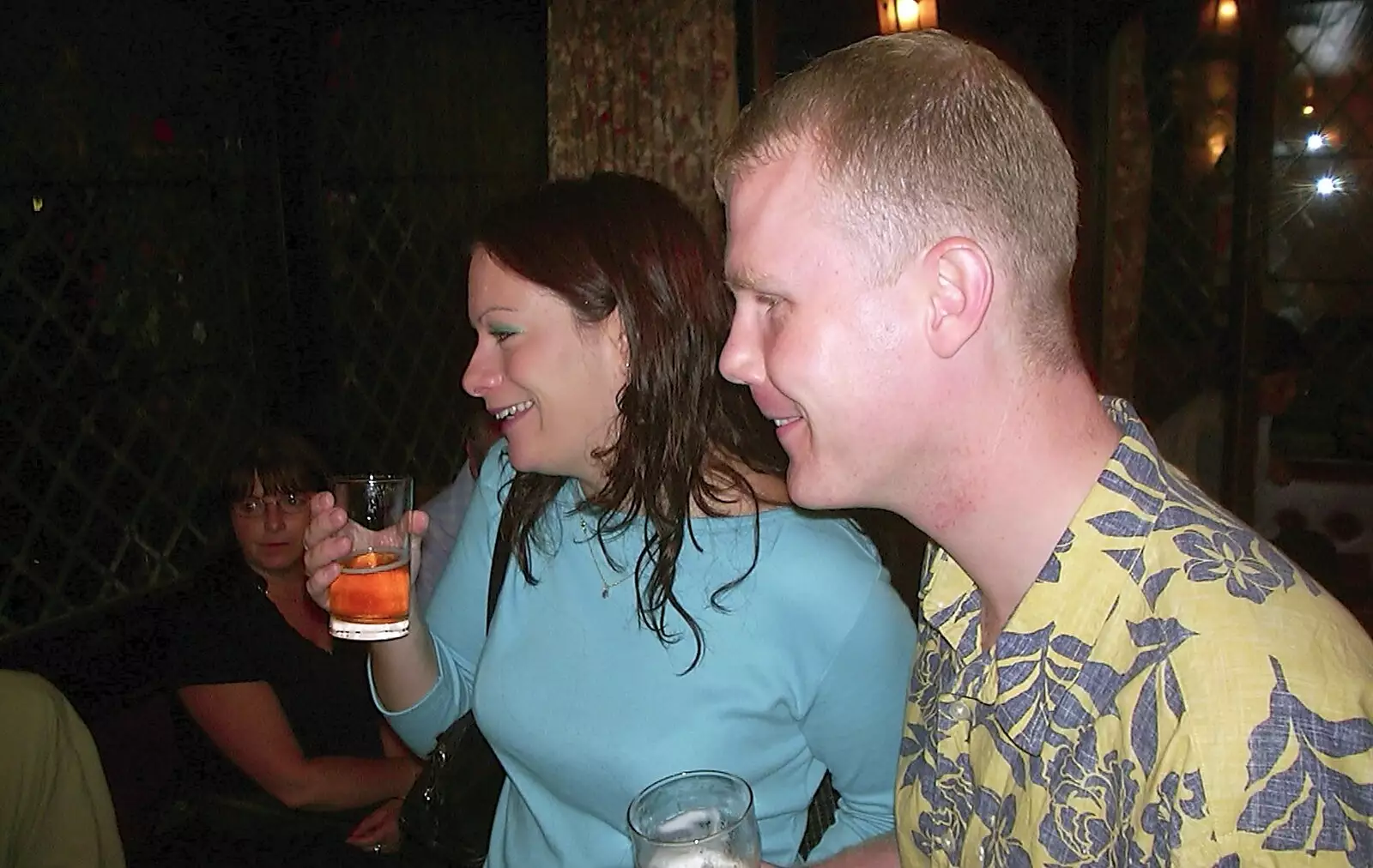 Clare and Mikey-P in the pub, from Fish and Chips on the Beach, Aldeburgh, Suffolk - 12th September 2003