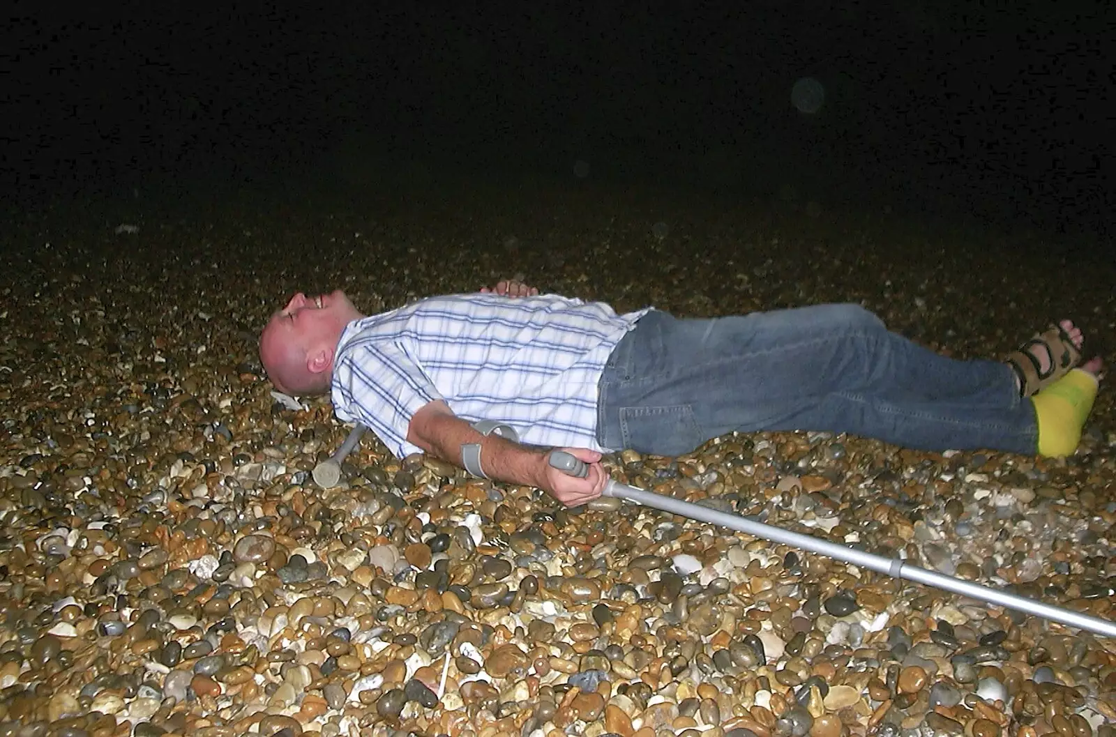 Gov and his stick, from Fish and Chips on the Beach, Aldeburgh, Suffolk - 12th September 2003