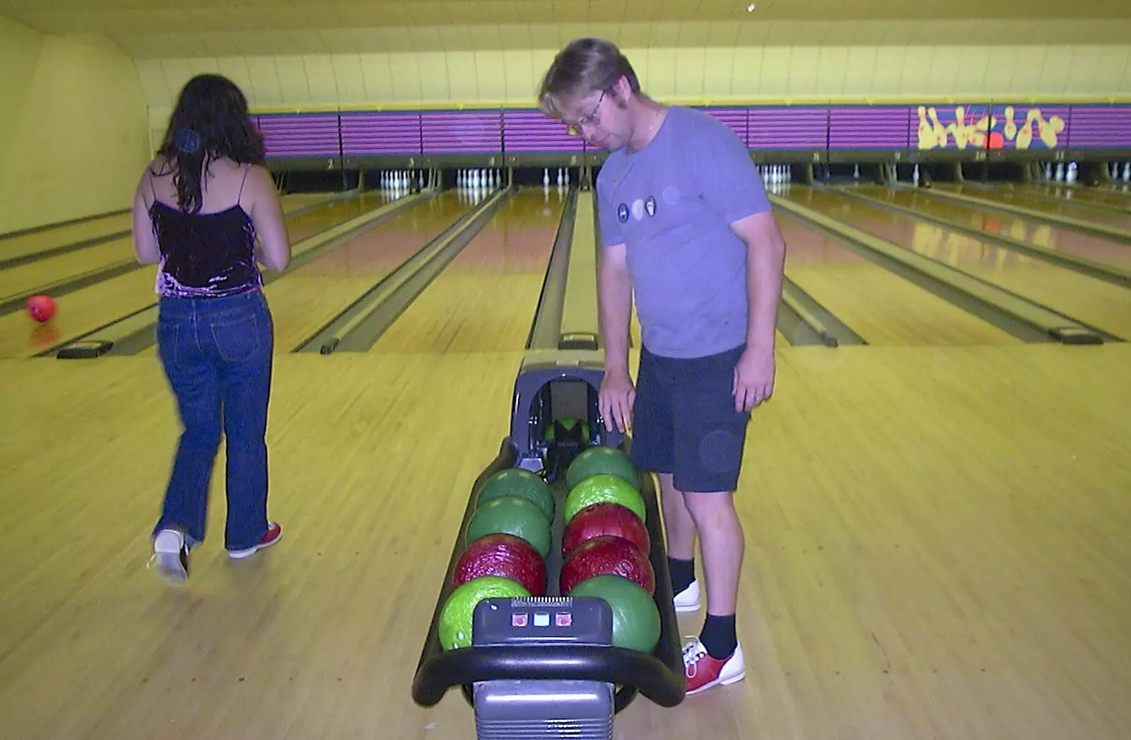 Marc considers a ball, from Ten Pin Bowling, Norwich, Norfolk - 13th September 2003