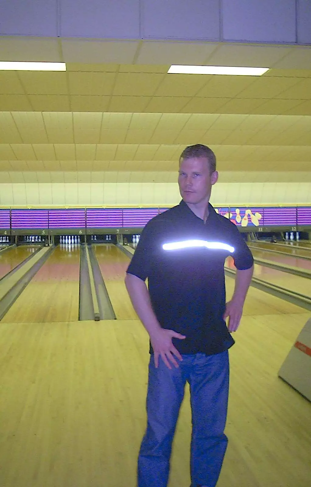 Mikey-P does a pose, from Ten Pin Bowling, Norwich, Norfolk - 13th September 2003