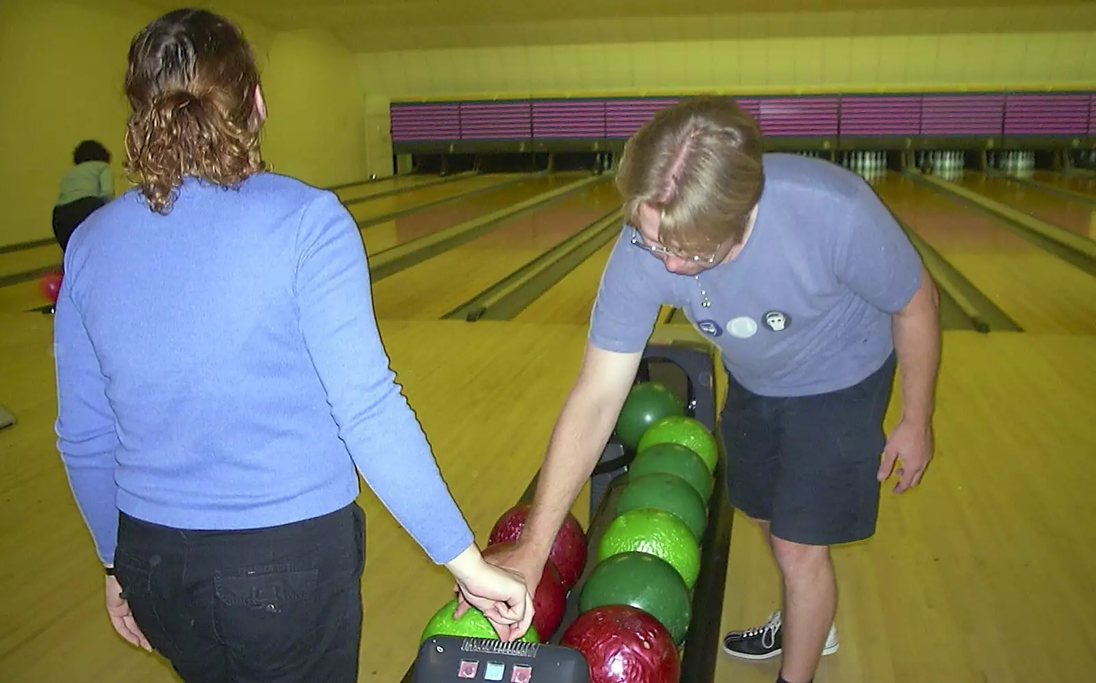 Lou gets ready to bowl, from Ten Pin Bowling, Norwich, Norfolk - 13th September 2003