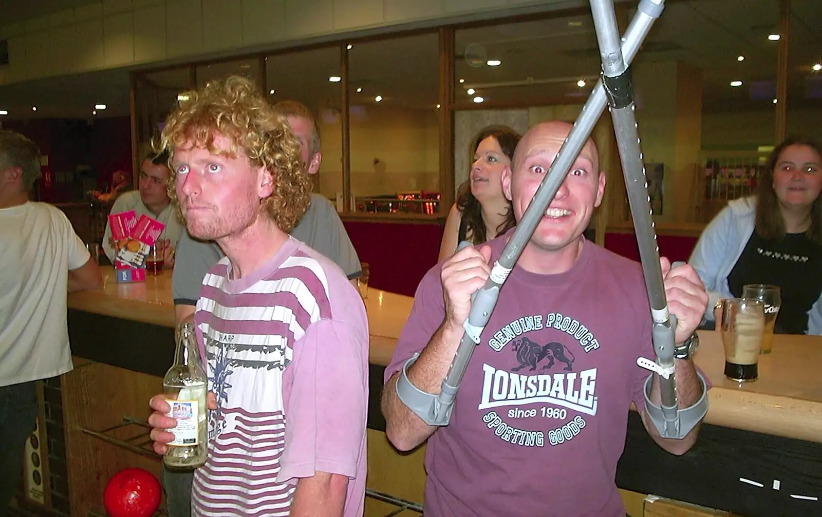 Gov waves his sticks about, from Ten Pin Bowling, Norwich, Norfolk - 13th September 2003