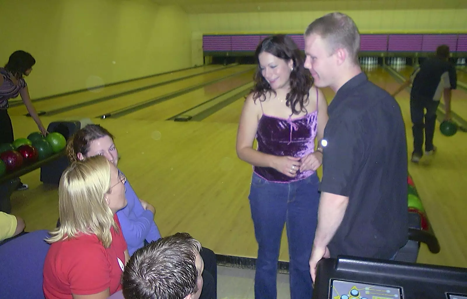 Clafre and Mikey P chat, from Ten Pin Bowling, Norwich, Norfolk - 13th September 2003