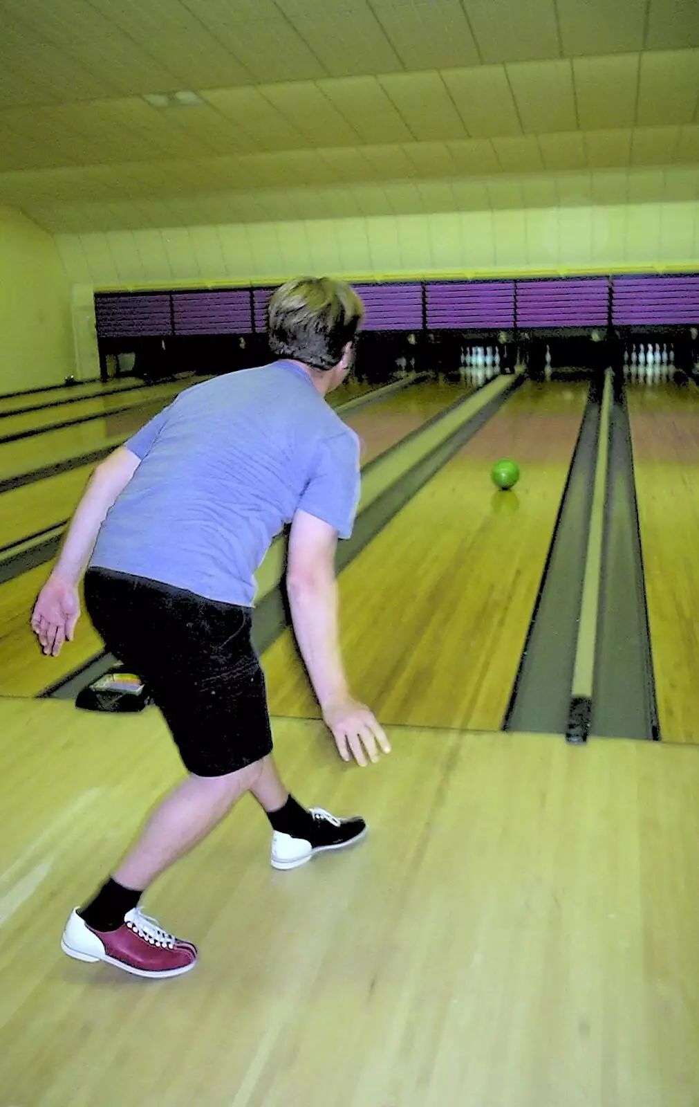 Marc hurls one up the lane, from Ten Pin Bowling, Norwich, Norfolk - 13th September 2003