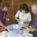 Denny and 'Bomber' Langdon get some salad in, A Rabbit Barbeque, Dairy Farm, Thrandeston - 14th September 2003