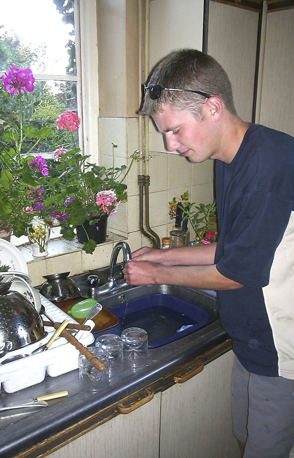 The Boy Phil's in the sink again from A Rabbit Barbeque, Dairy Farm, Thrandeston - 14th September 2003