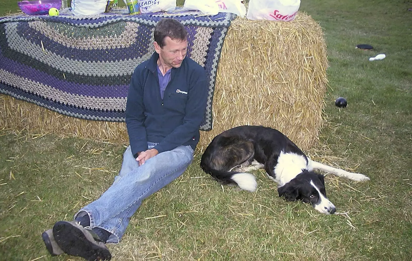 Apple hangs out with Welly the dog, from A Rabbit Barbeque, Dairy Farm, Thrandeston - 14th September 2003