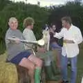 Gov brandishes a crutch, A Rabbit Barbeque, Dairy Farm, Thrandeston - 14th September 2003