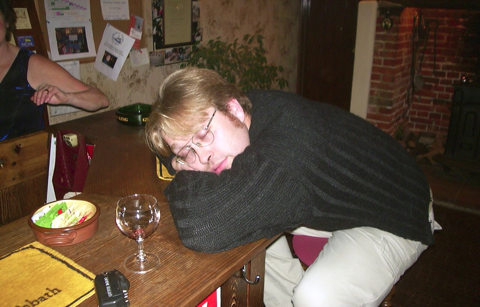 Marc has a nap from Dunston Hall and Conker Night at the Brome Swan, Suffolk and Norfolk - 5th October 2003