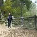 Nosher stands by a gate near Brockenhurst, A New Forest Weekender, Hordle, Hampshire - 19th October 2003