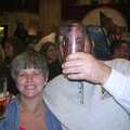 Gloria and Gerry, behind a glass, The Brome Swan at the Norwich Beer Festival, St. Andrew's Hall, Norwich - 29th October 2003