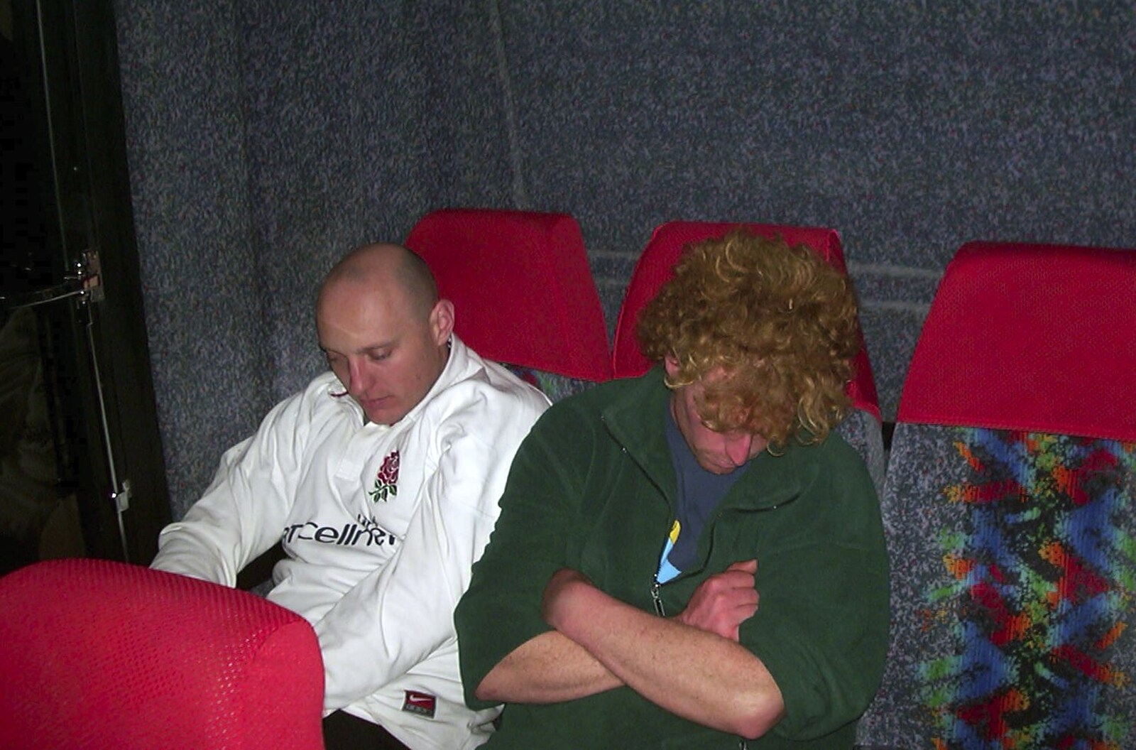 Sleeping at the back of the bus from The Brome Swan at the Norwich Beer Festival, St. Andrew's Hall, Norwich - 29th October 2003