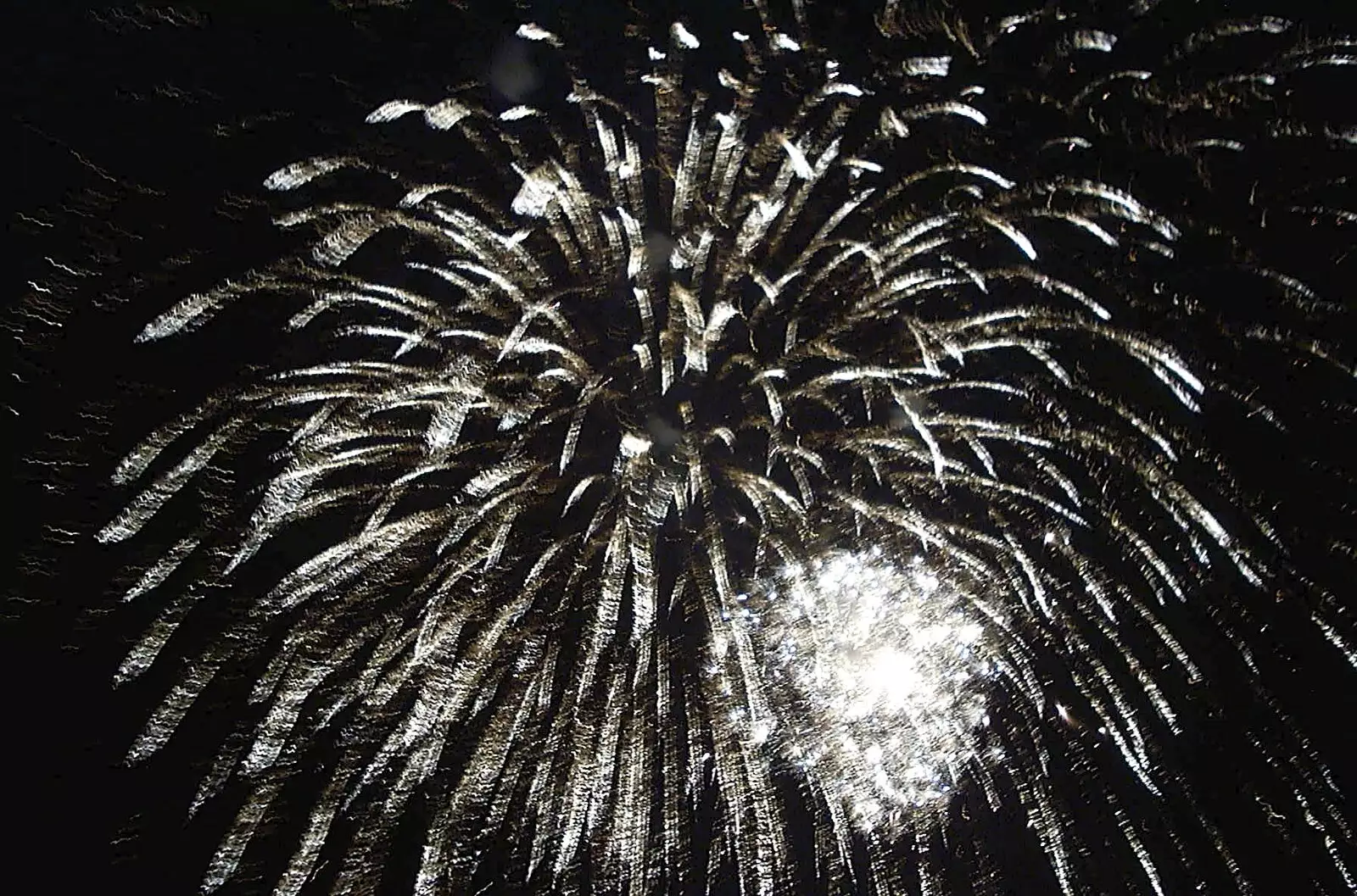 Silvery fireworks, from Fireworks and Fairgrounds with Mikey P, Fair Green, Diss, Norfolk - 5th November 2003