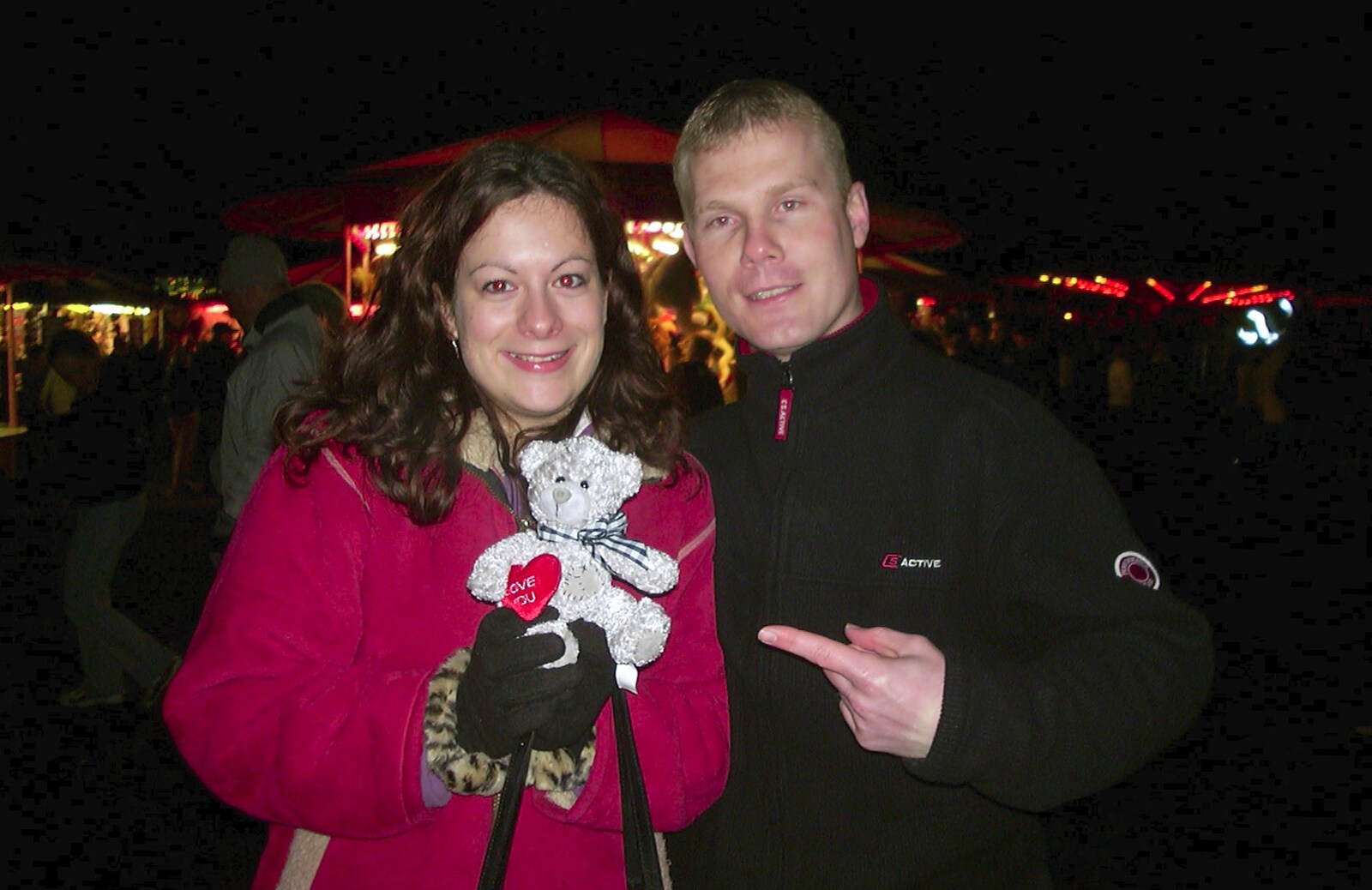Clare and Mikey from Fireworks and Fairgrounds with Mikey P, Fair Green, Diss, Norfolk - 5th November 2003