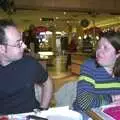 Matt and Sis in a café in France, Fireworks and Fairgrounds with Mikey P, Fair Green, Diss, Norfolk - 5th November 2003