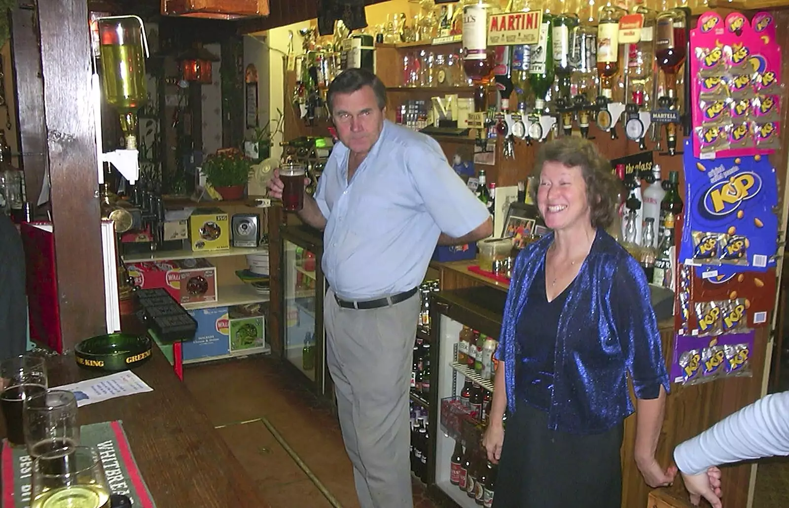 Alan and Sylvia behind the bar, from Twenty Years at The Swan Inn, Brome, Suffolk - 15th November 2003