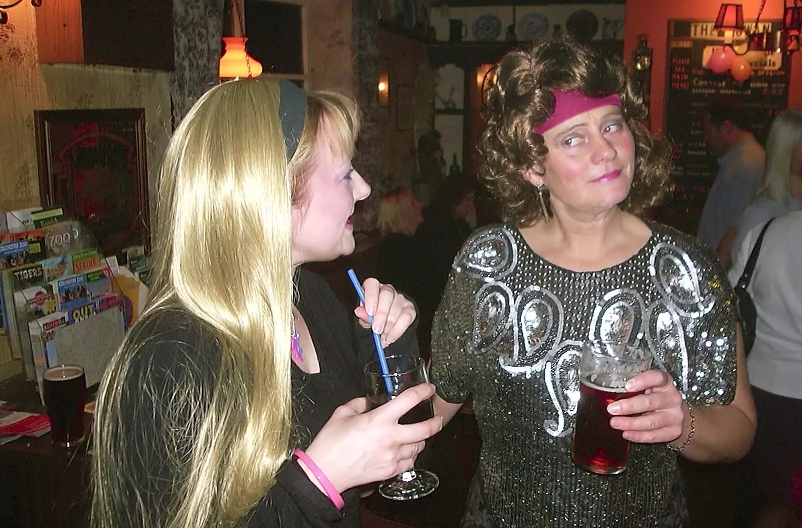 Carolyn and Pippa, in something sparkly, from Twenty Years at The Swan Inn, Brome, Suffolk - 15th November 2003