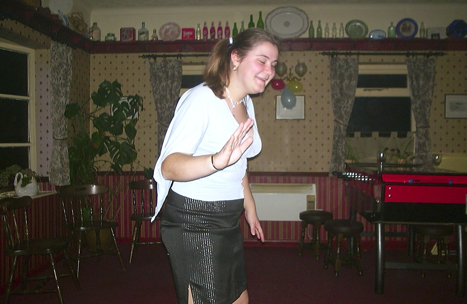 Twenty Years at The Swan Inn, Brome, Suffolk - 15th November 2003: Claire dances about