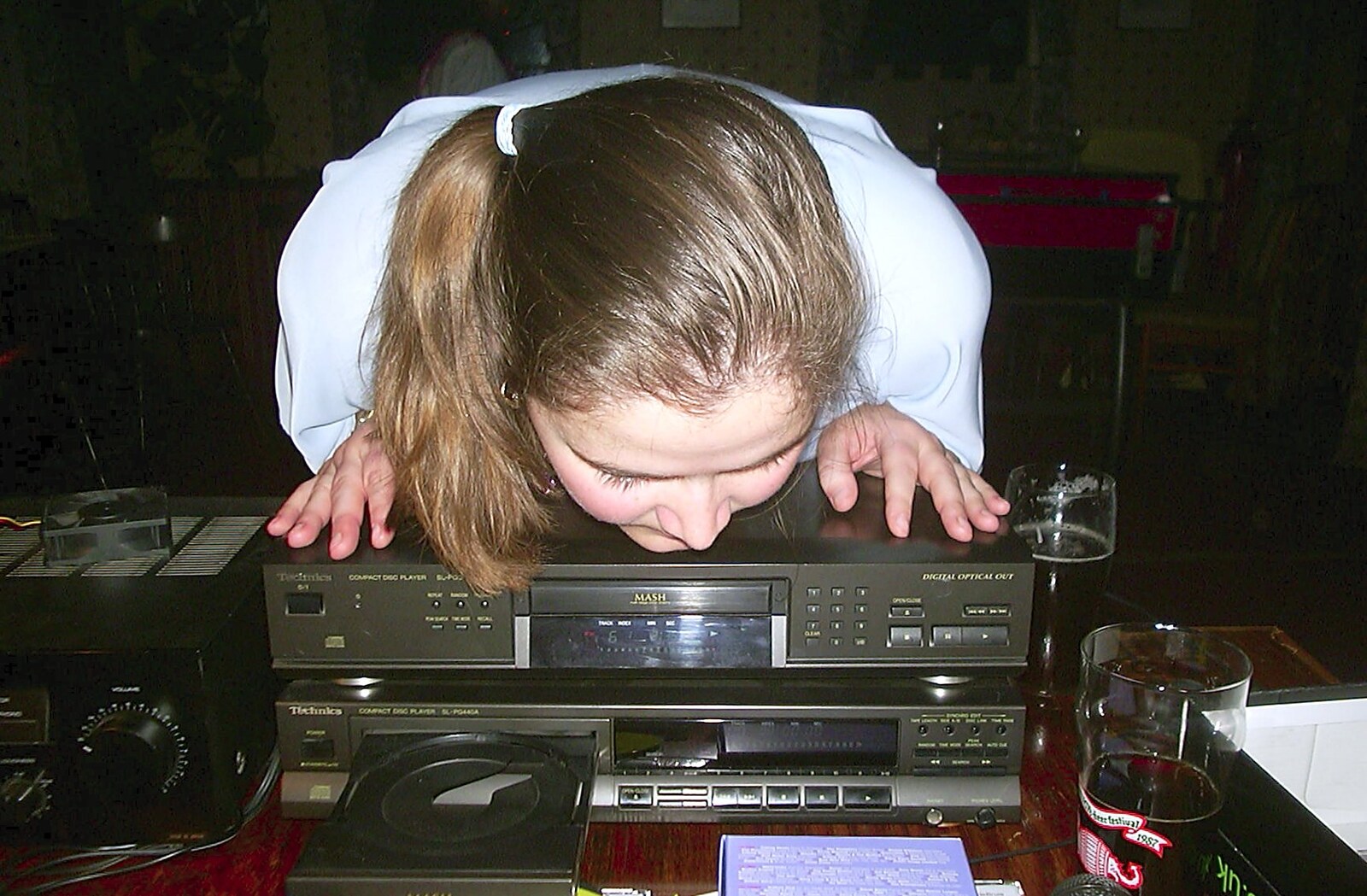 Claire inspects the tunes from Twenty Years at The Swan Inn, Brome, Suffolk - 15th November 2003